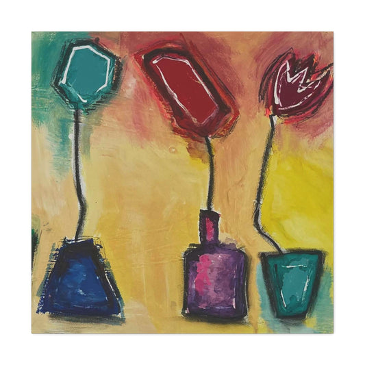 Flowers for Mum (Triple Vase 3)  - Canvas Various Sizes