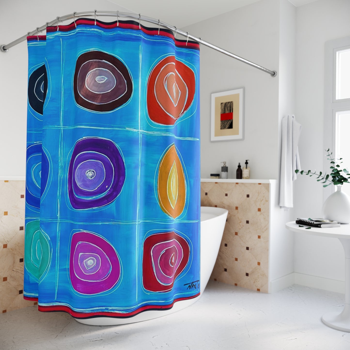 Blue Moom Polyester Shower Curtain Breast Cancer Collection