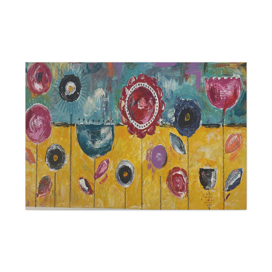 Flowers for Mum (Flowers by Fence) - Canvas Various Sizes