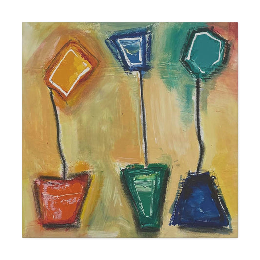 Flowers for Mum (Triple Vase 2) - Canvas Various Sizes