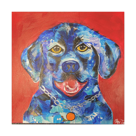 Joy in Blue Hued Mutt - Canvas Various Sizes