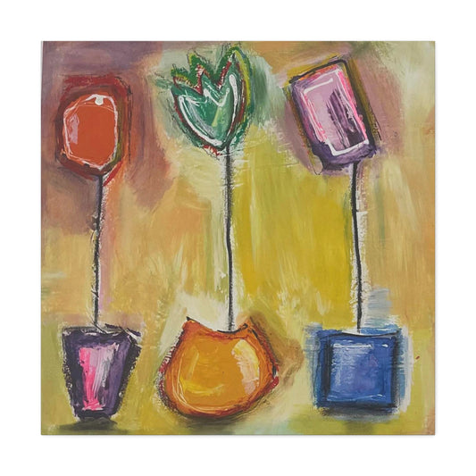 Flowers for Mum (Triple Vase 1) - Canvas Various Sizes