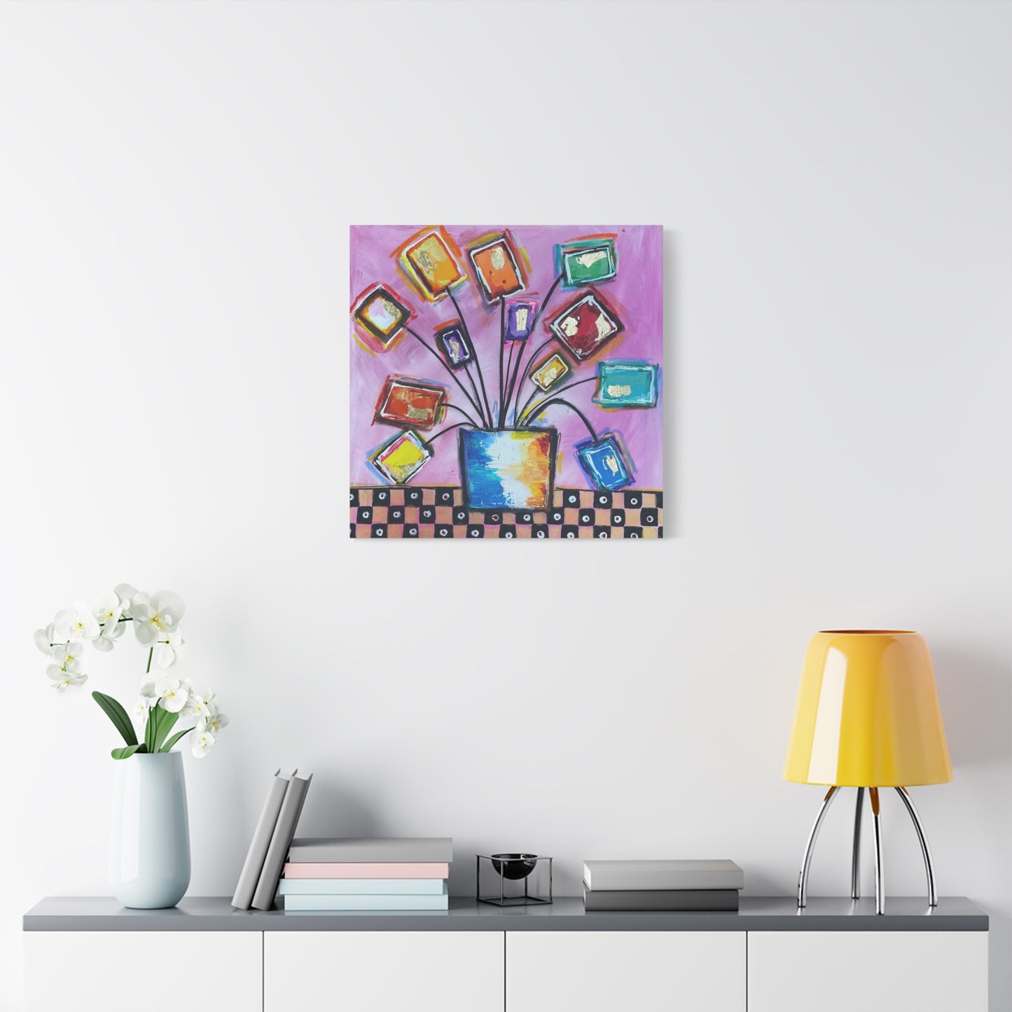 Flowers for Mum (Blue-Orange Vase with Flowers) - Canvas Various Sizes